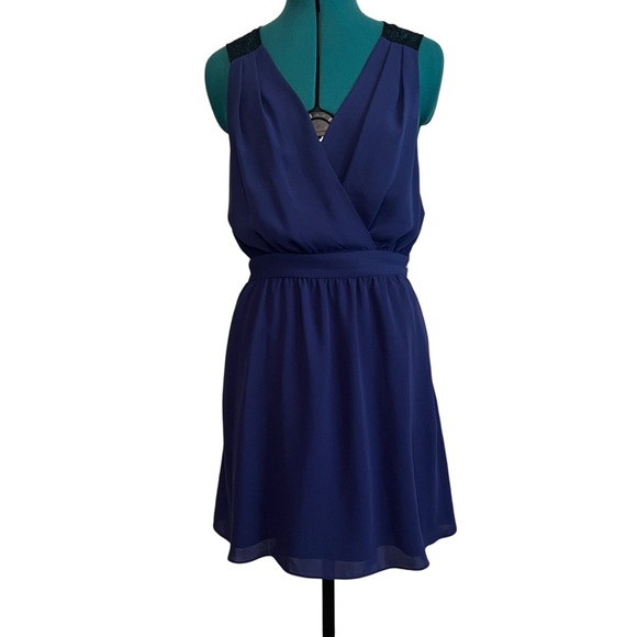 BCBGeneration Elegant Royal Blue Mini Dress with Lace Back - Picture 1 of 13